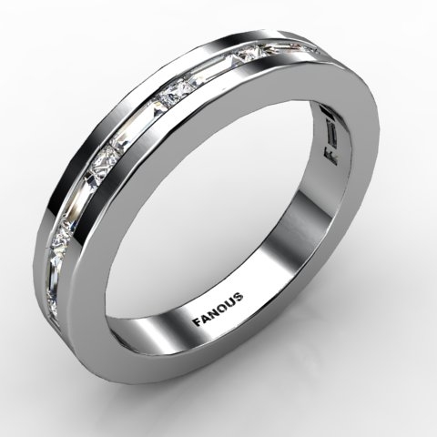 18k White Gold Wedding Band 0.537cts SKU: 0300735-18kw